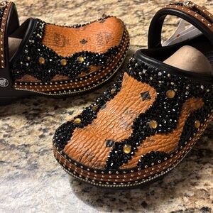 Black and Tan Studded Custom Crocs